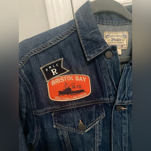 Polo by Ralph Lauren Classic Blue Jean Jacket with  patches - Picture 3 of 7